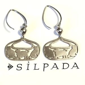 Rare Retired Silpada 925 Sterling Silver Cat & Dog Earrings W2050